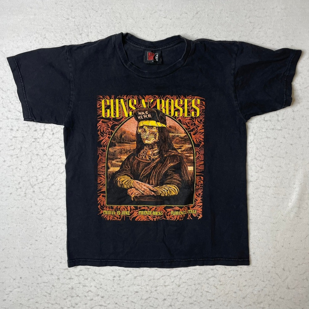 Guns N Roses T Shirt Mens Medium Black Firenze Rocks Italy Tour Graphic Tee